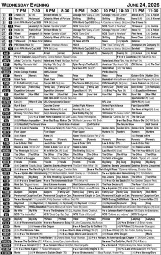 Wednesday evening TV listings